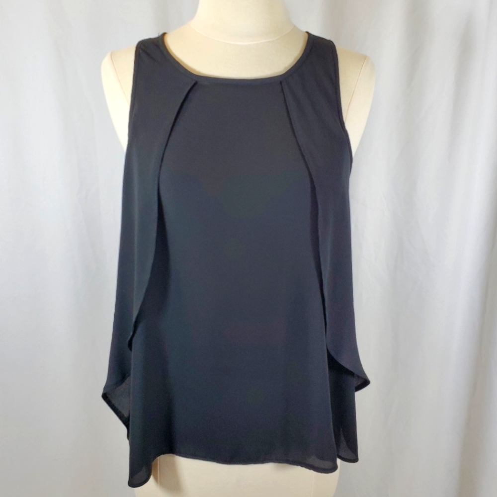 River Island Women's Top Size M Sleeveless Black Semi sheer Overlay